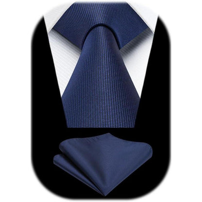 Herren Krawatten Set mit Einstecktuch, Navy Blau