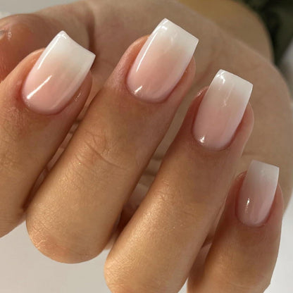 24er Set Künstliche Nägel in Rosa Weiß Farbverlauf