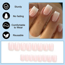 24 Stück Rosa Weiß Farbverlauf Press on Nails Acryl Full