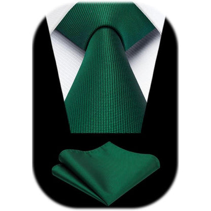 Herren Krawatten Set mit Einstecktuch, klassisch einfarbig, grün