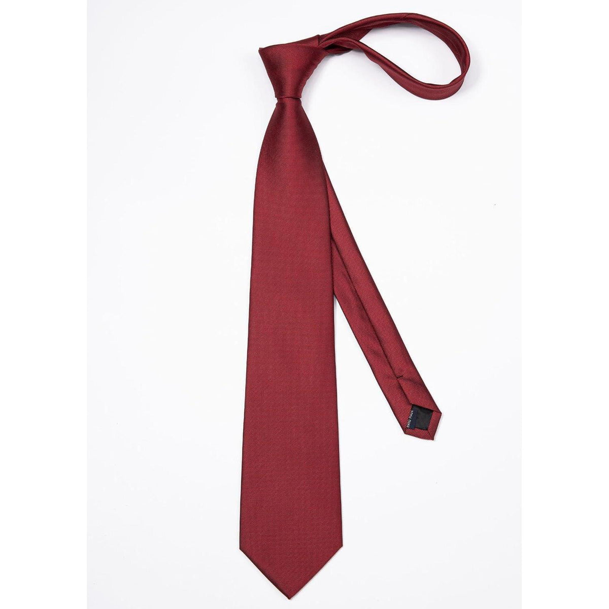 Krawatten-Set Herren Unifarben mit Einstecktuch Rot