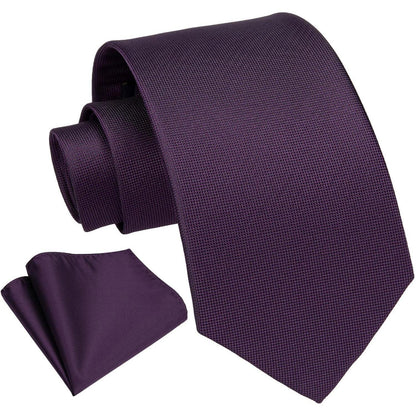 Krawatten-Set Herren Dunkellila mit Einstecktuch | Business & Hochzeit
