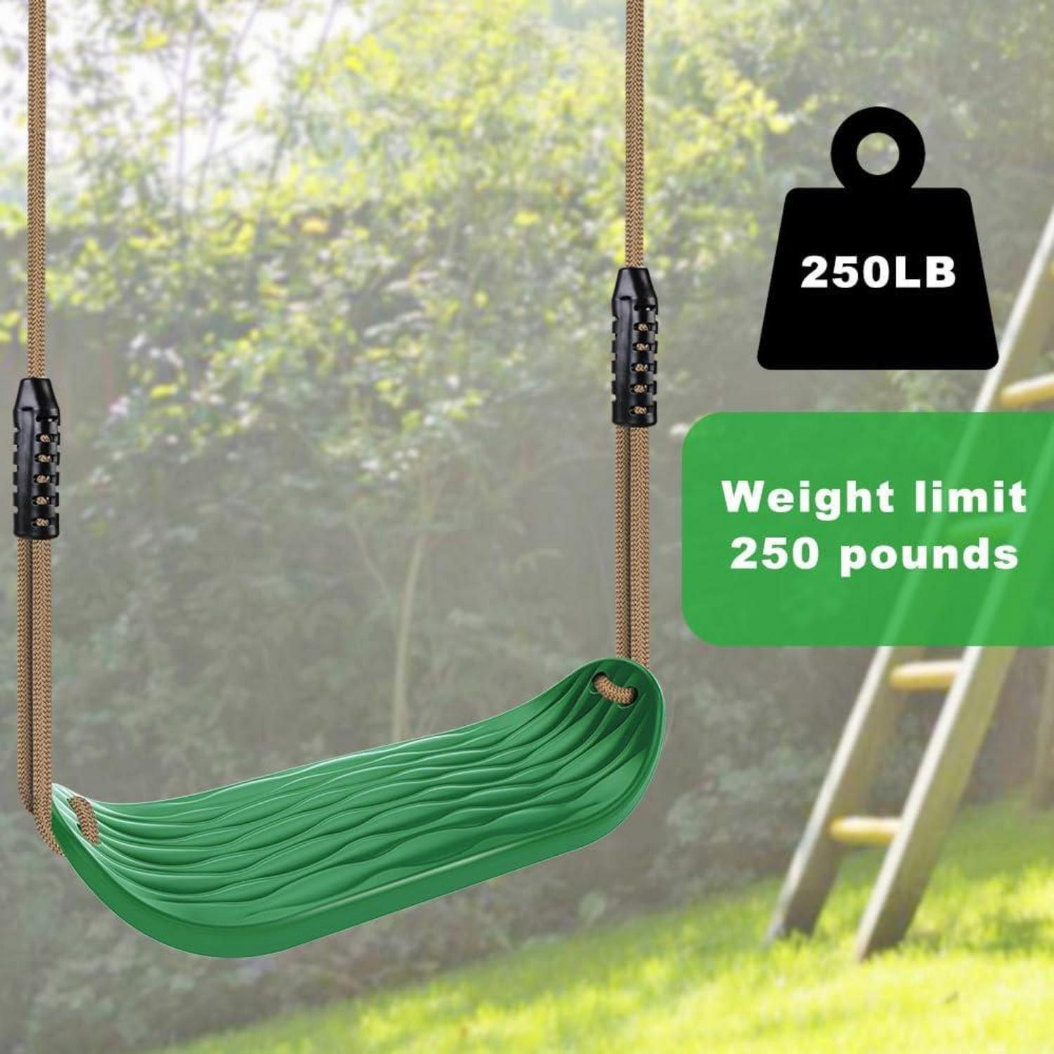 Non-Slip Swing Seat + Adjustable Rope Carabiners - Heavy Duty Playground