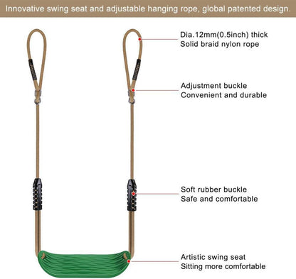 Non-Slip Swing Seat with Adjustable Rope - Heavy Duty Playground Swing