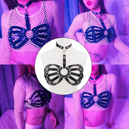 TUYMNI Punk Harness Damen Leder Body Brustgurte Einstellbar Gothic Dessous Bondage