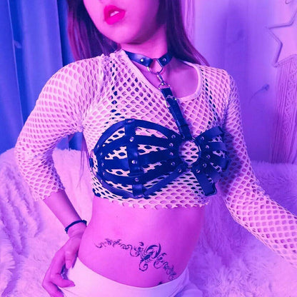 Damen Bondage Harness Set SM Brustgurt Punk Gothic Dessous BDSM
