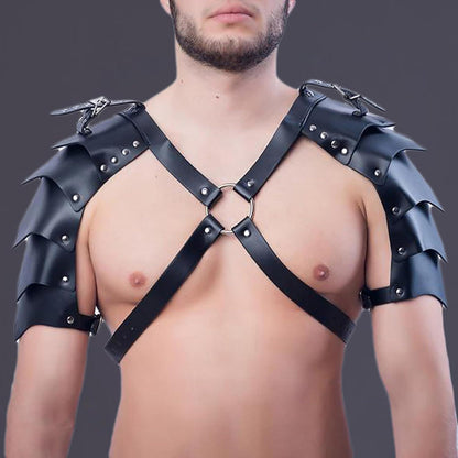 Herren Verstellbarer Brust Harness Leder Soldat Rüstung Dessous BDSM