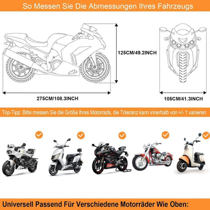 Motorrad Abdeckplane Winterfest Wasserdicht 275x105x125cm