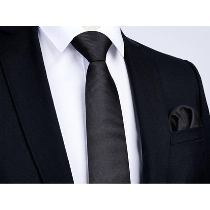 Herren Krawatten Set mit Einstecktuch, einfarbig, Business & Hochzeit