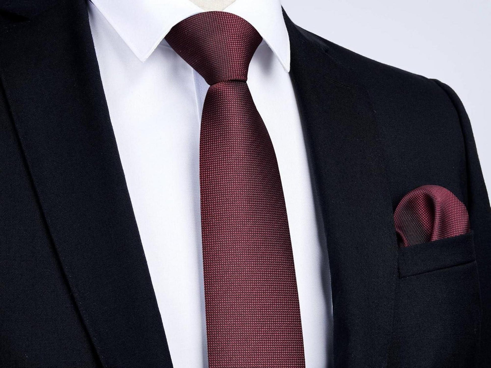 Enlision Herren Krawatten und Einstecktuch Set Hochzeit Business Burgund