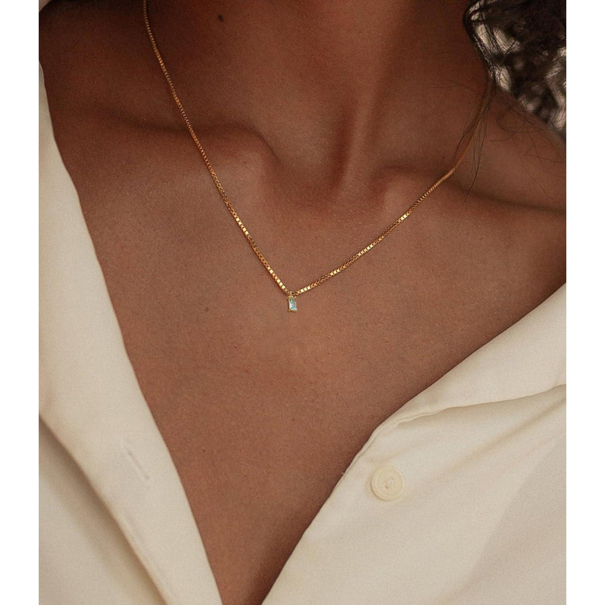 Geburtsstein Halskette vergoldet 925 Sterling Silber Damen