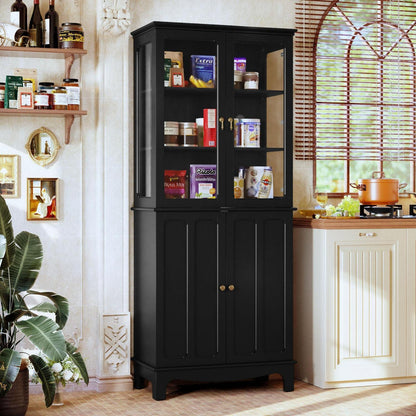 Freistehender Küchenschrank mit Glastür – Schwarz