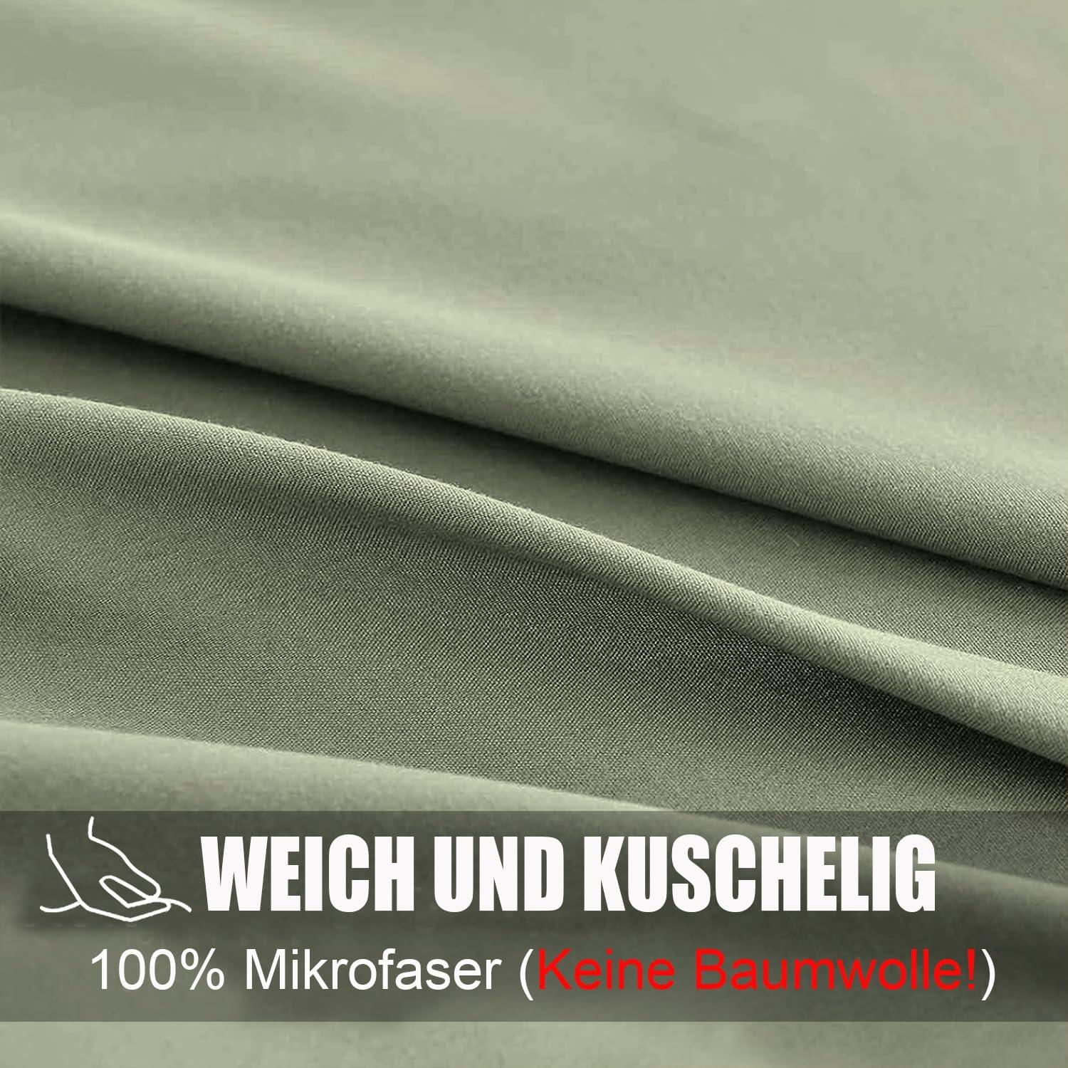 Soifox Bettwäsche 200x200 Salbeigrün Mikrofaser Set