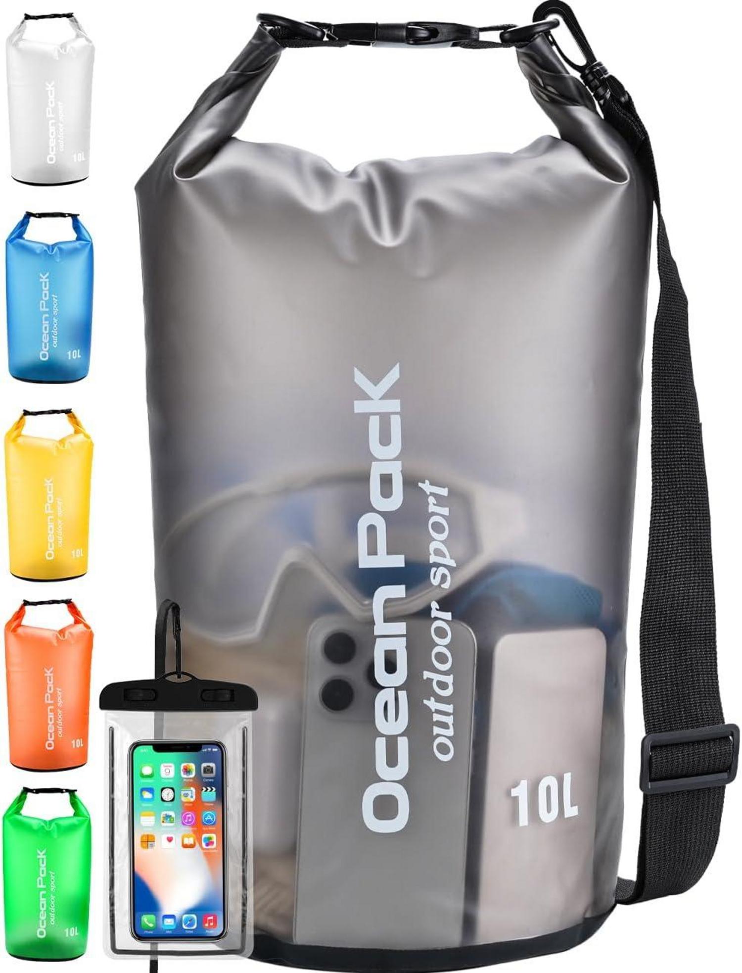 Wasserdichte Dry Bag 20L 10L 5L 2L mit Handyhülle Schwarz