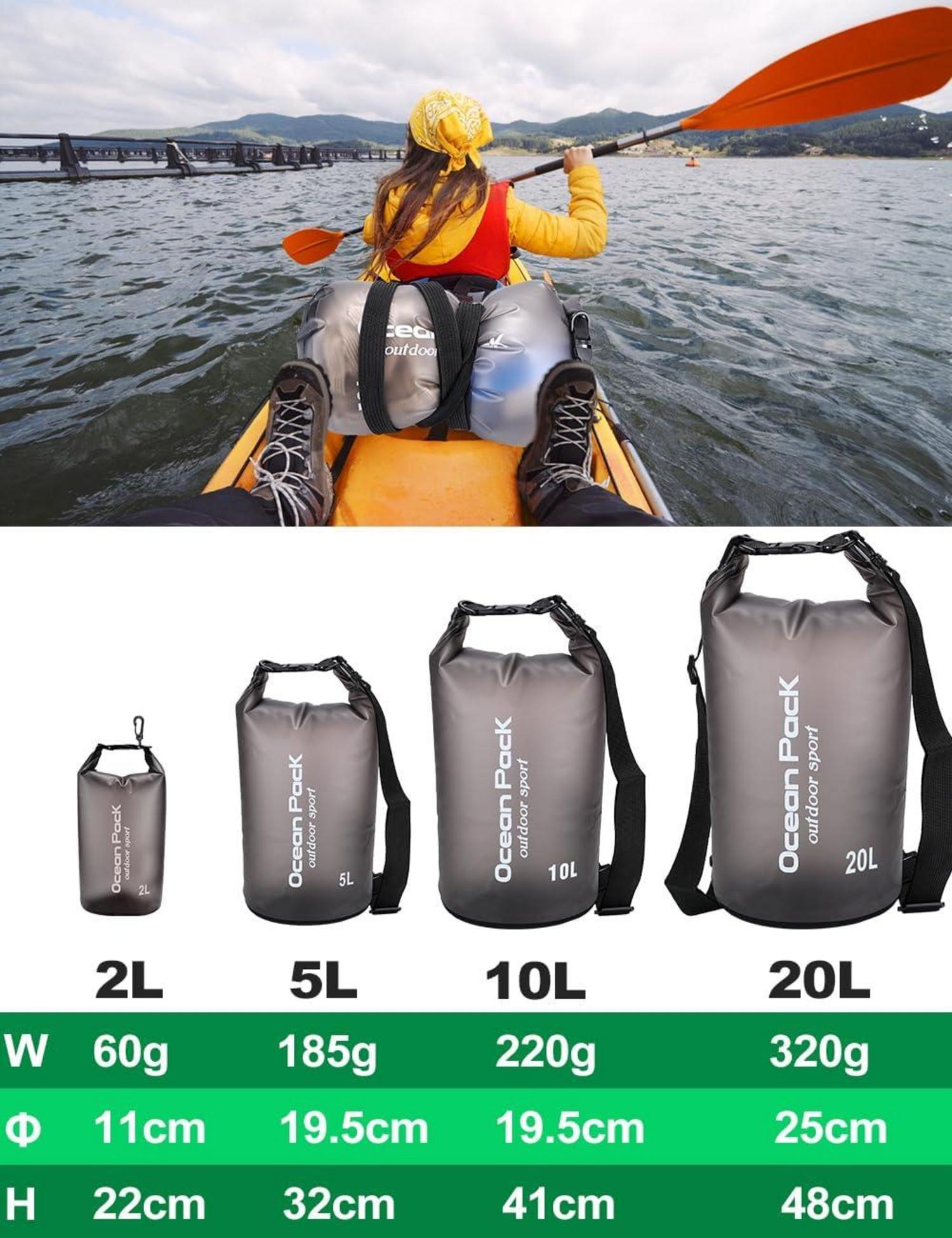 Wasserdichter Dry Bag 20L mit Schultergurt, Handyhülle