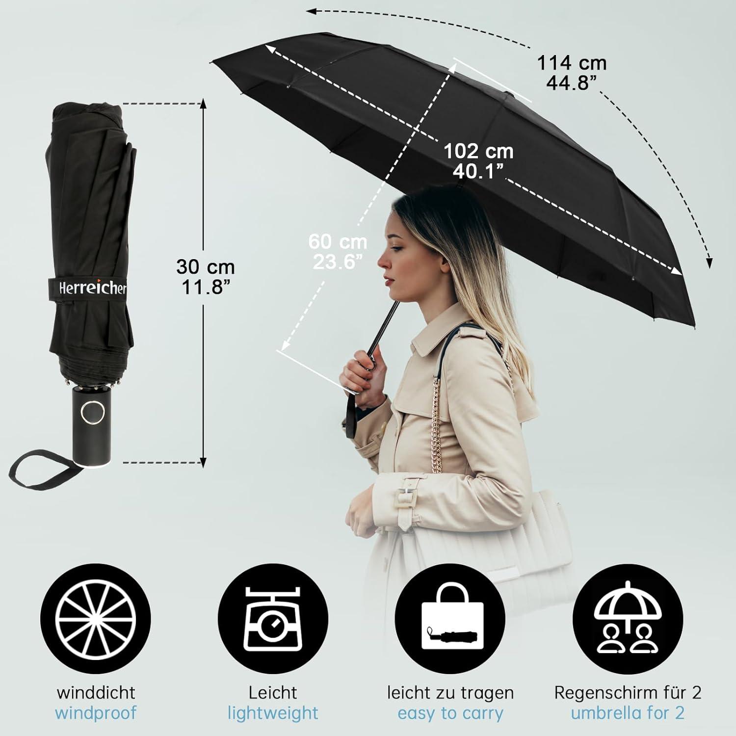 Sturmfester Regenschirm Taschenschirm Automatikschirm Winddicht
