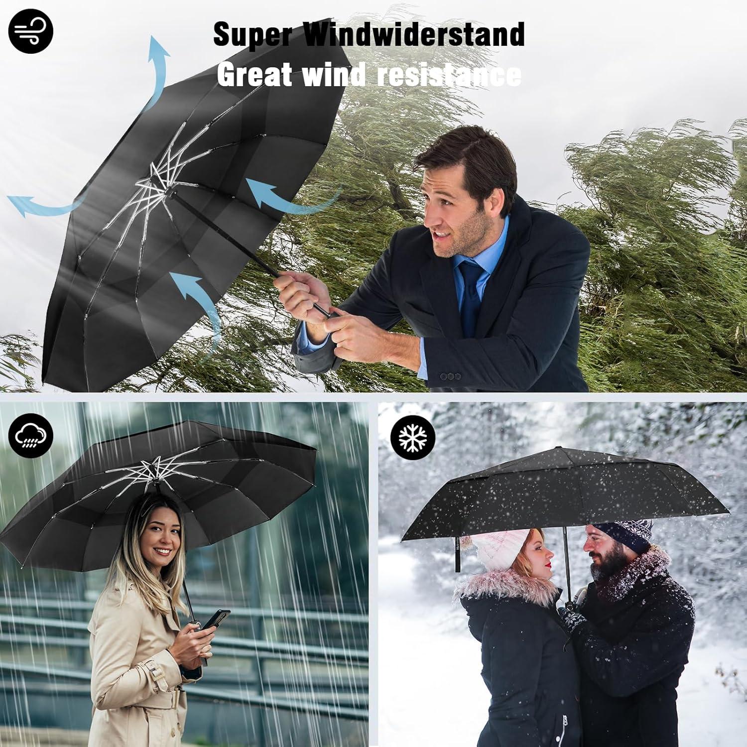 Sturmfester Regenschirm 2024 Taschenschirm Groß Winddicht