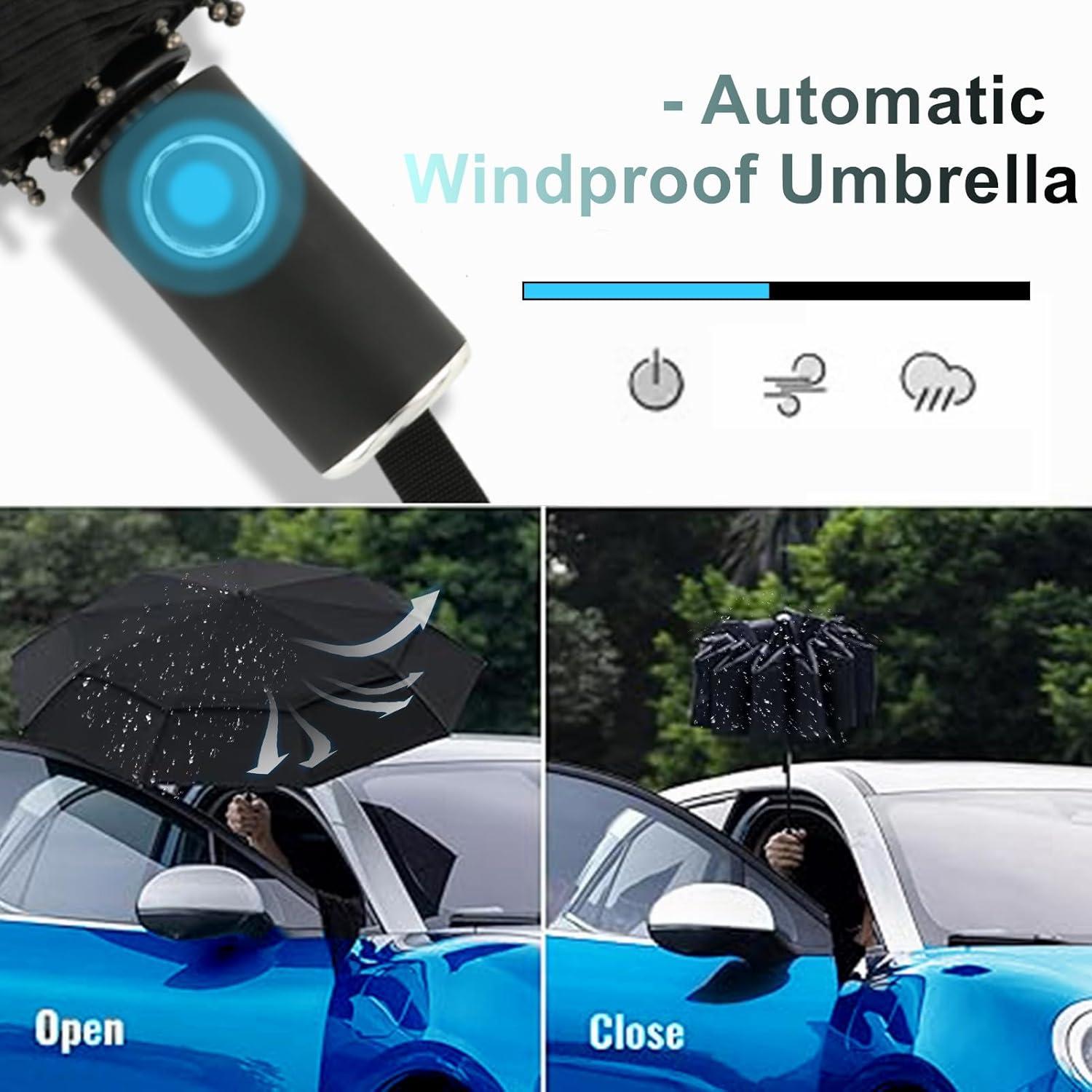 Premium Regenschirm Sturmfest Taschenschirm Winddicht Automatikschirm