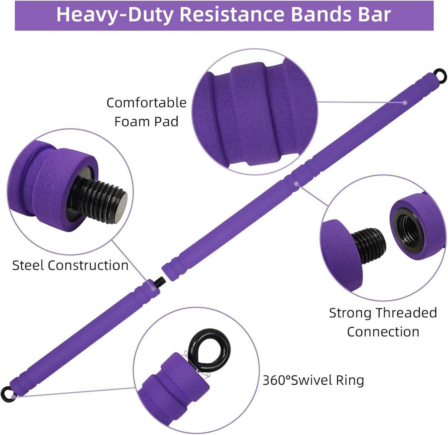 Topfinder Pilates Bar Resistance Bands Stange 95cm 65cm