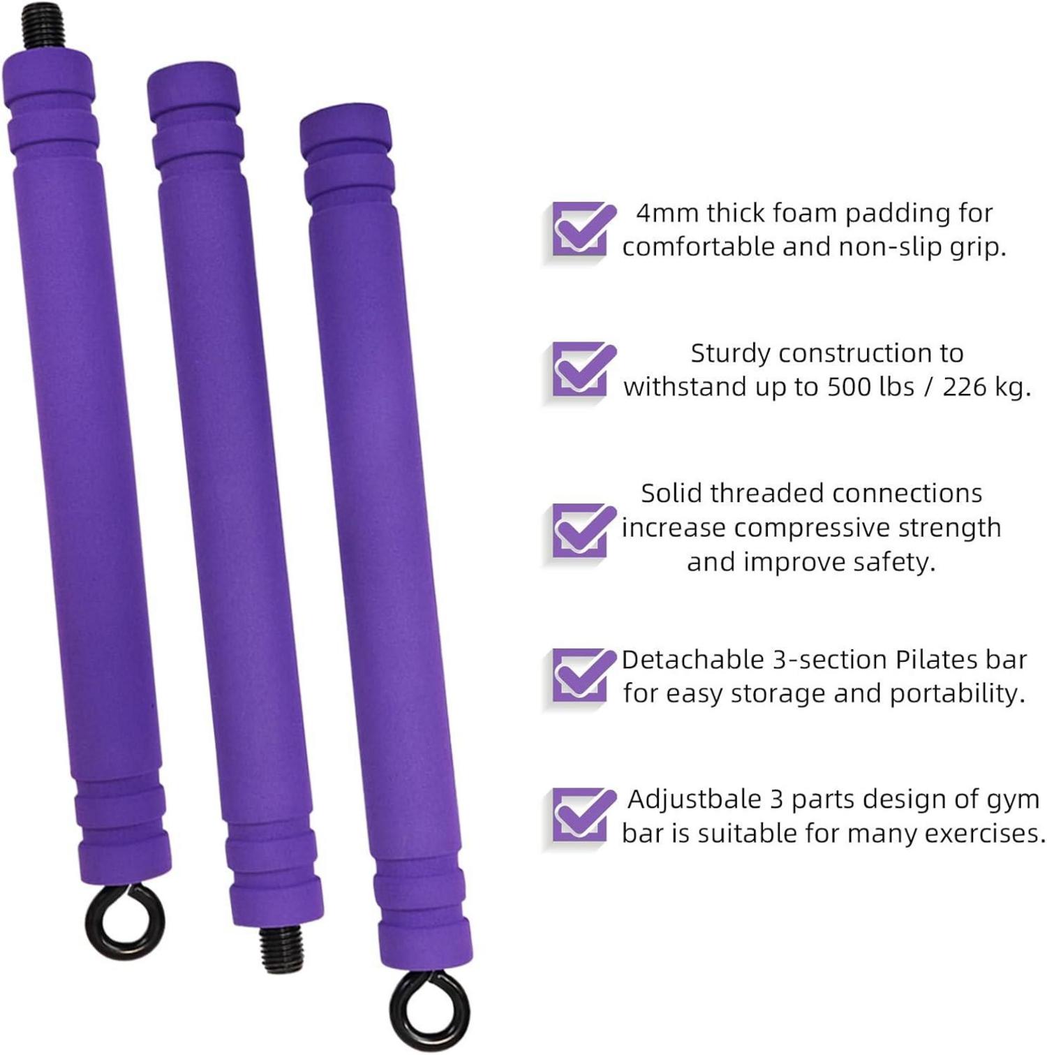 Topfinder Pilates Bar Resistance Bands Stange für Fitness Zuhause