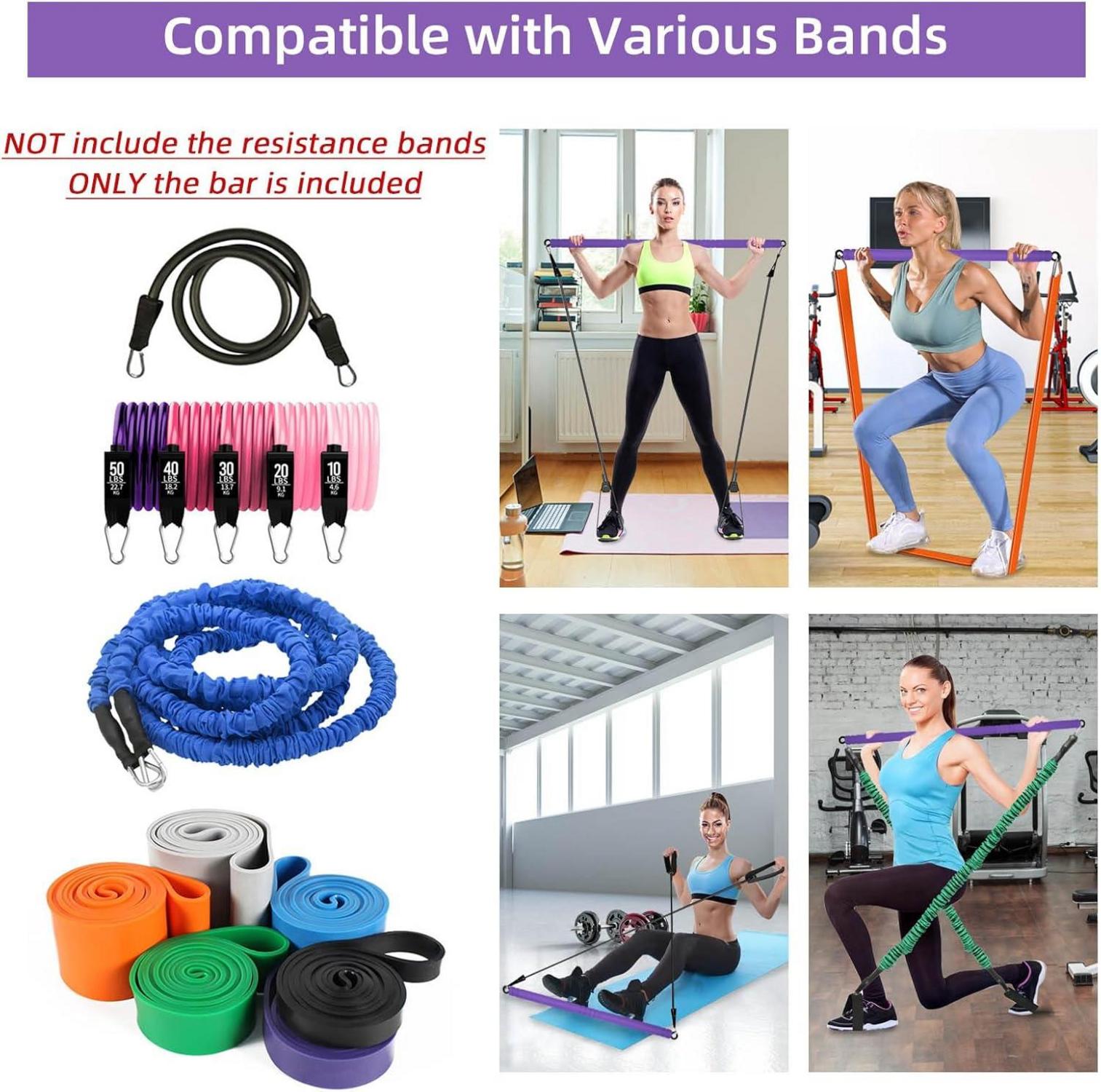 Tragbare Pilates Bar Resistance Bands Fitness Stange für Zuhause
