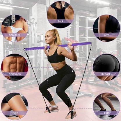 Topfinder Widerstandsbänder Stange Pilates Bar Fitnessgeräte für