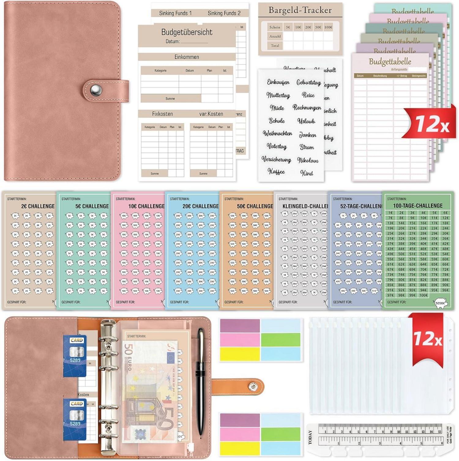 Budget Planner Sparset 8 Sparchallenges Haushaltsbuch Geld Sparen - A6