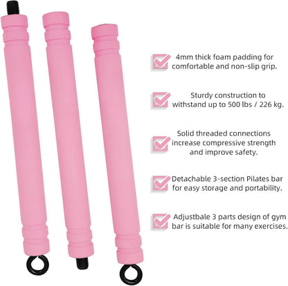 Topfinder Widerstandsstange Pilates Bar Resistance Bands für Krafttraining Yoga