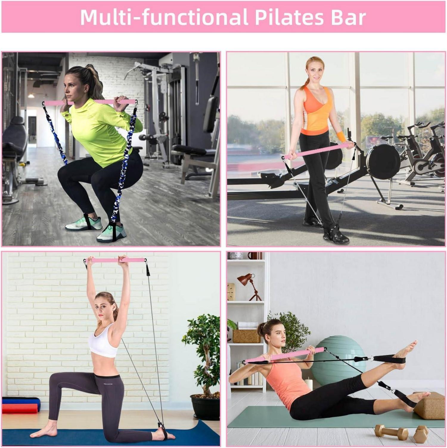 Topfinder Pilates Stange Tragbare Resistance Bands Bar Fitnessgeräte