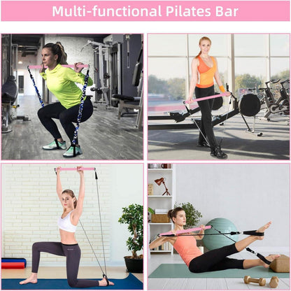 Topfinder Pilates Stange Tragbare Resistance Bands Bar Fitnessgeräte