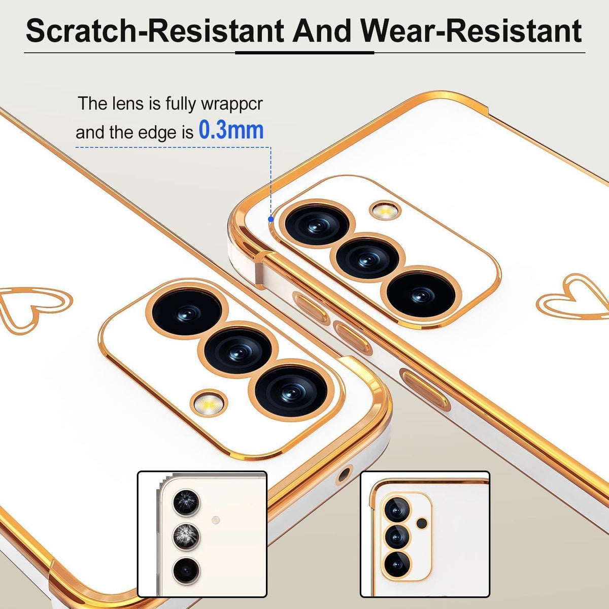 Handyhülle Samsung Galaxy A35 5G mit Herzmuster, galvanisiert, weiß