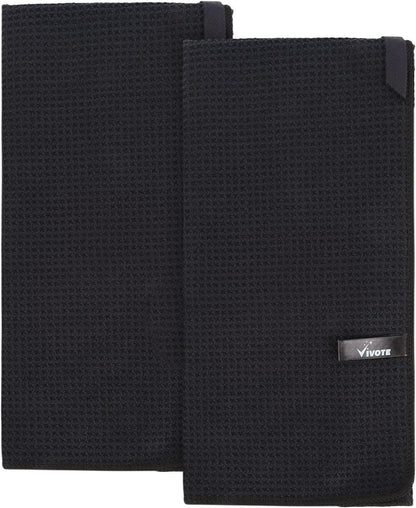 Schwarze Mikrofaser-Geschirrtücher Waffelstruktur 50x70 cm 2er Set