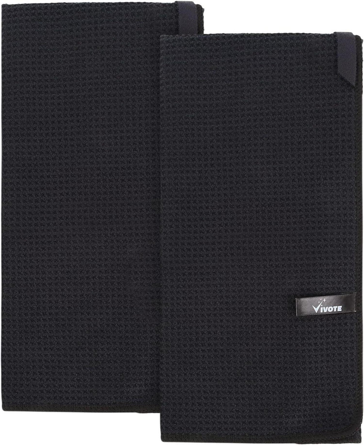 Schwarze Mikrofaser-Geschirrtücher Waffelstruktur 50x70 cm 2er Set