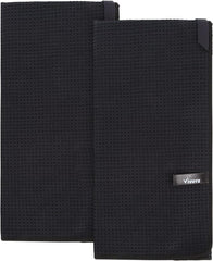 Schwarze Mikrofaser-Geschirrtücher Waffelstruktur 50x70 cm 2er Set