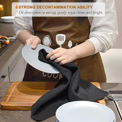 Schwarze Mikrofaser-Geschirrtücher Waffelstruktur 50x70 cm 2er Set