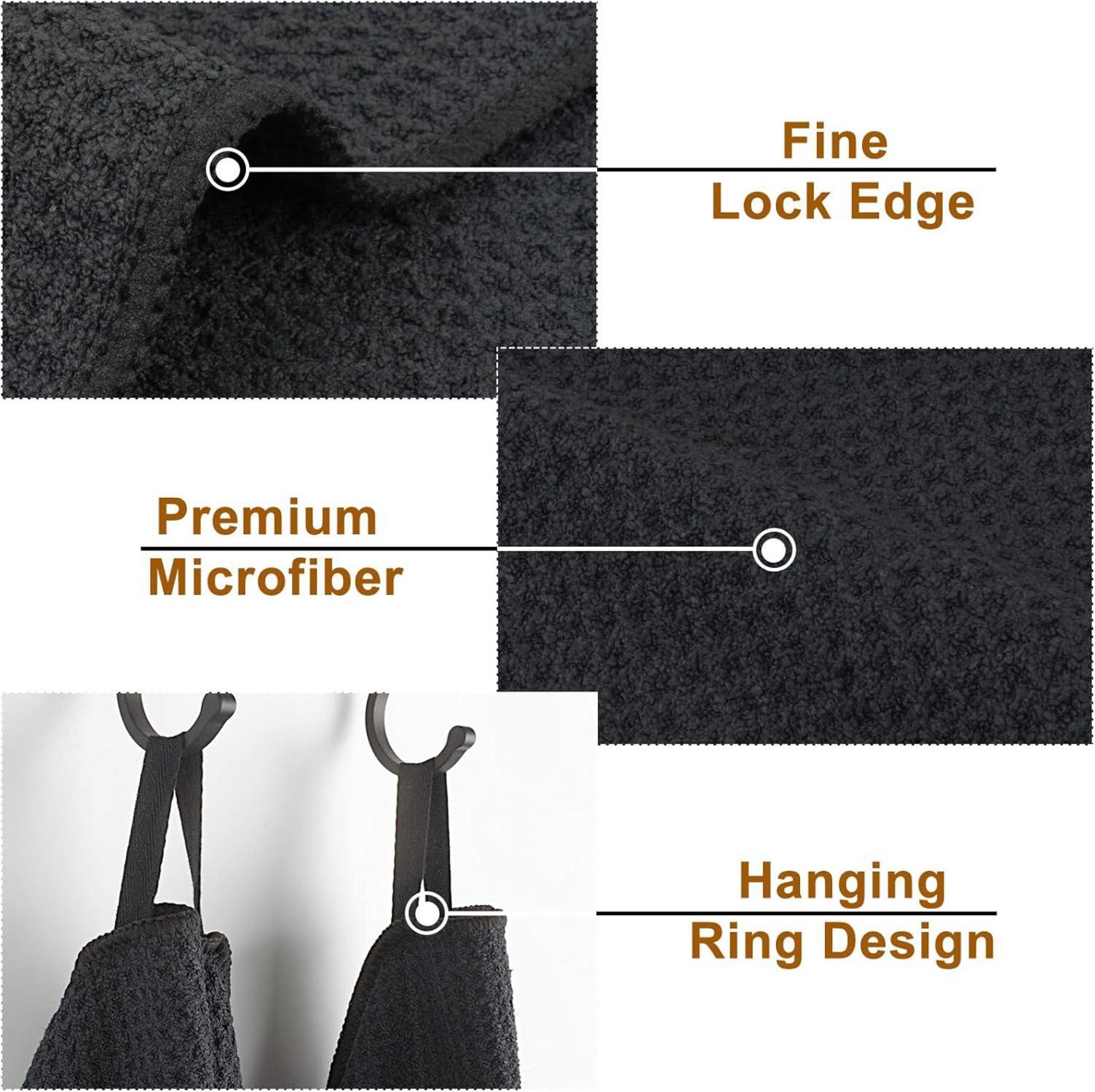 Großes Mikrofaser-Geschirrtuch Set Schwarz 50x70cm 2er-Pack