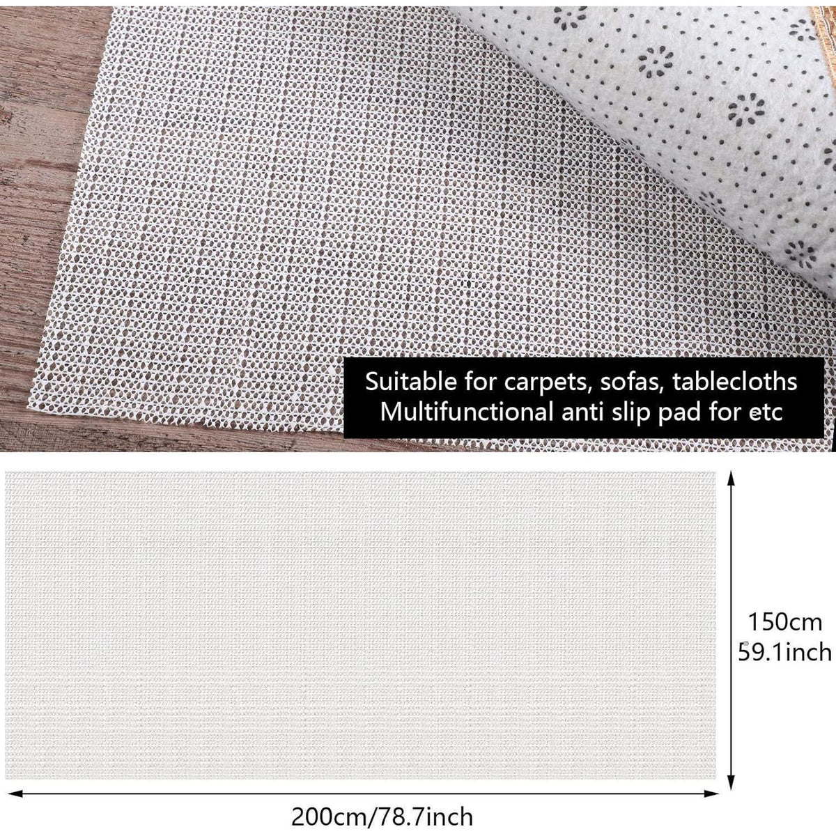 Rutschfeste Teppichunterlage 150x200 cm – Zuschneidbar & Vielseitig