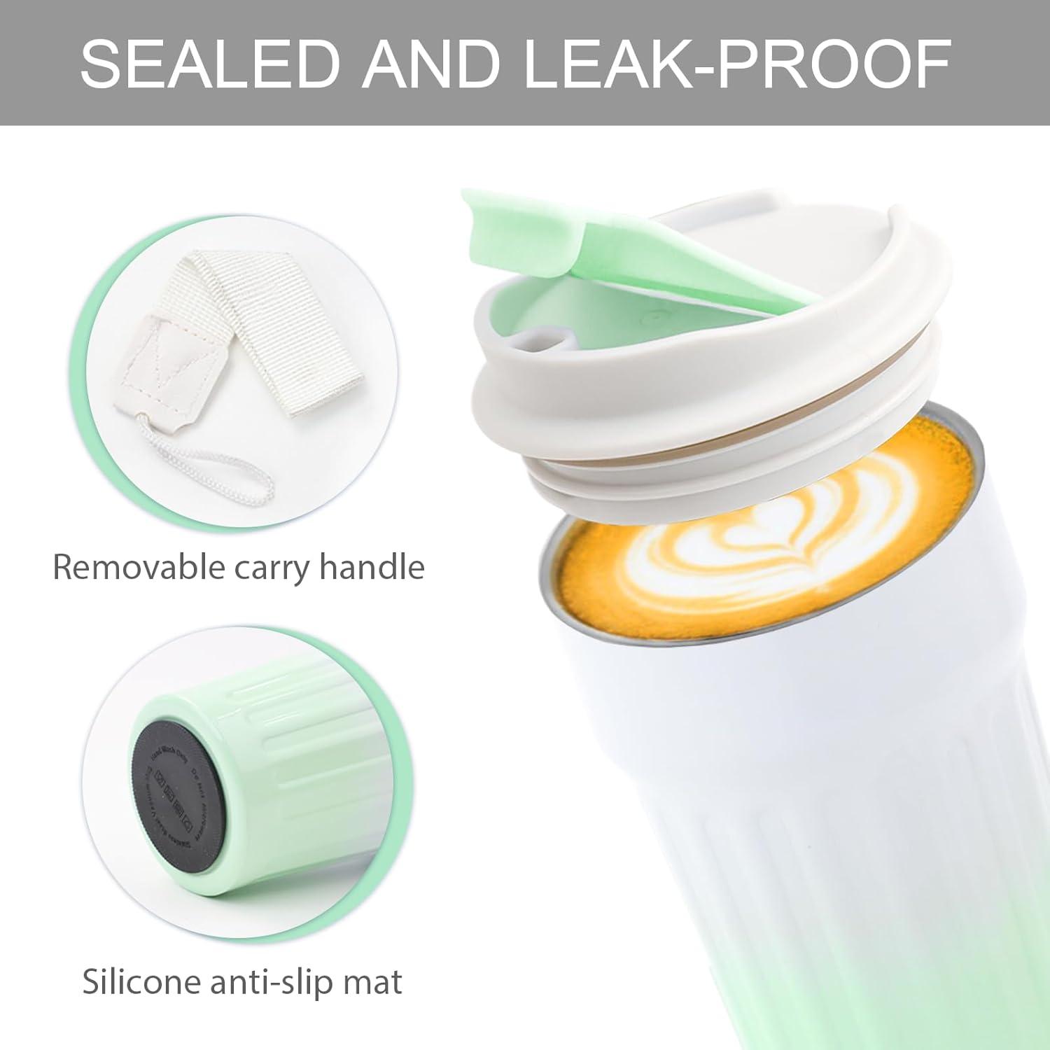 Thermobecher 400ML Doppelwandig Isolierbecher Edelstahl Kaffeebecher