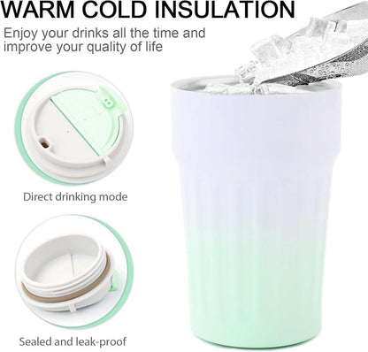 Bugucat Thermobecher 400ML Edelstahl Isolierbecher Coffee to go Grün