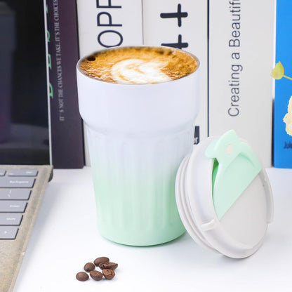 Bugucat Thermobecher 400ml Edelstahl Isolierbecher Kaffeebecher to go Auslaufsicher Grün