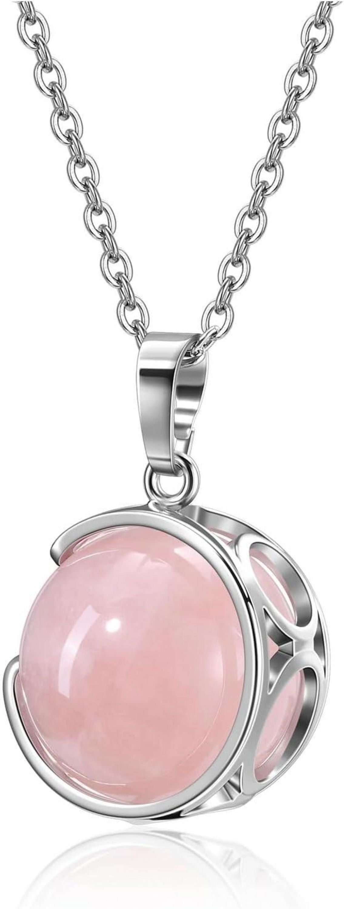 Amethyst Rosenquarz Bergkristall Kugel Anhänger Heilstein Kette