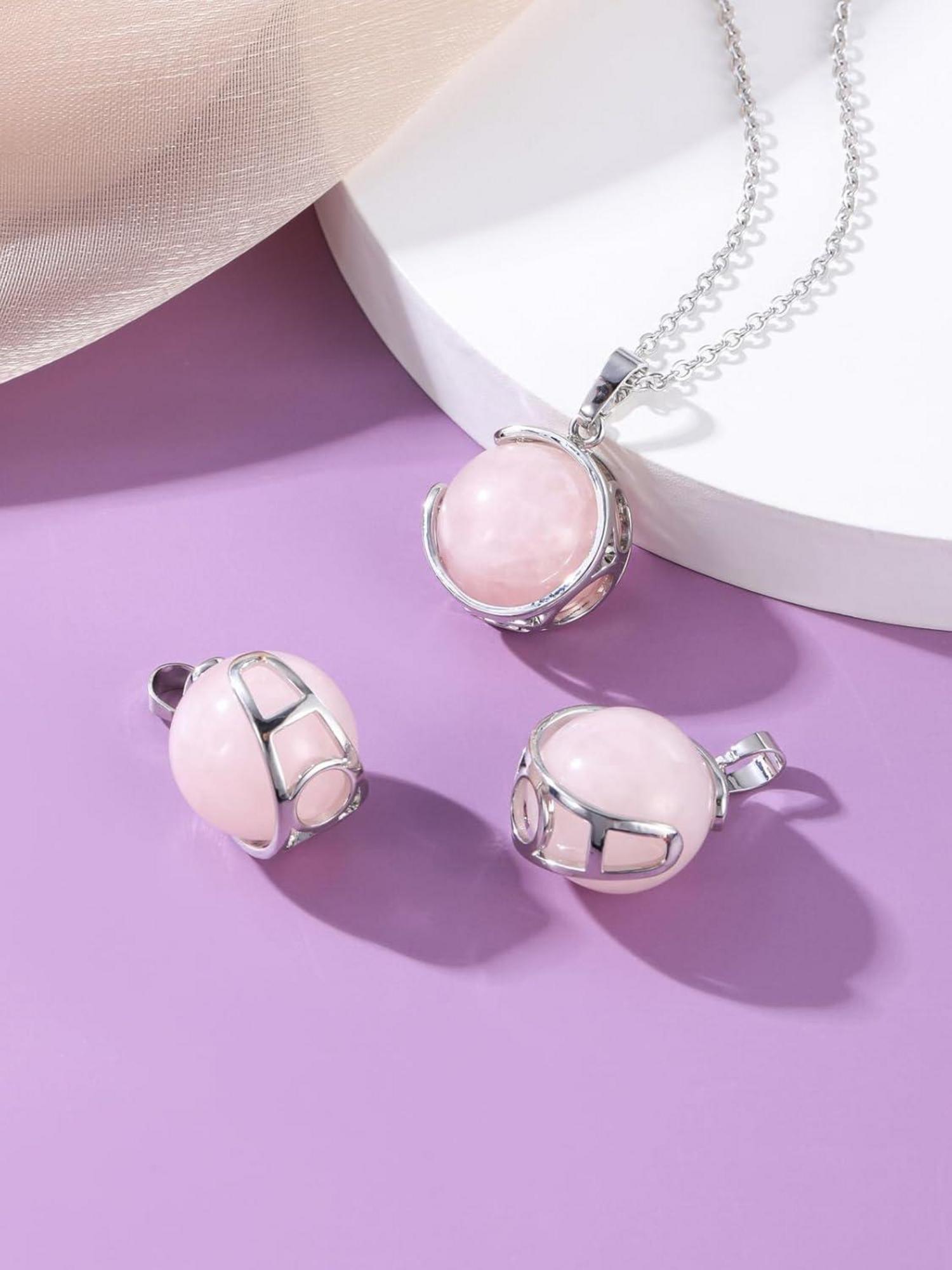Amethyst Rosenquarz Bergkristall Kugel Anhänger Heilstein Kette