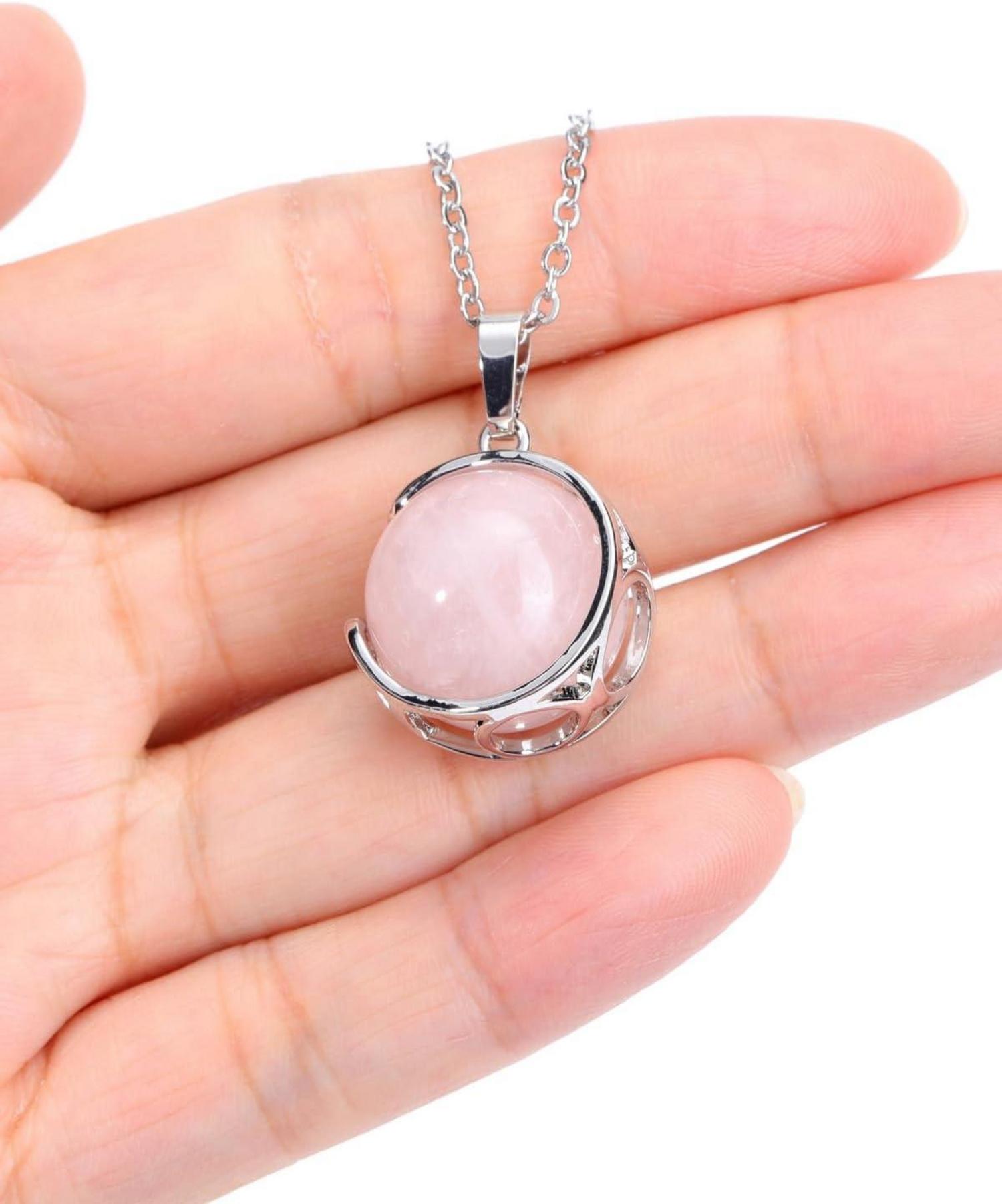 Amethyst Rosenquarz Bergkristall Anhänger Kette Heilstein Glückskette