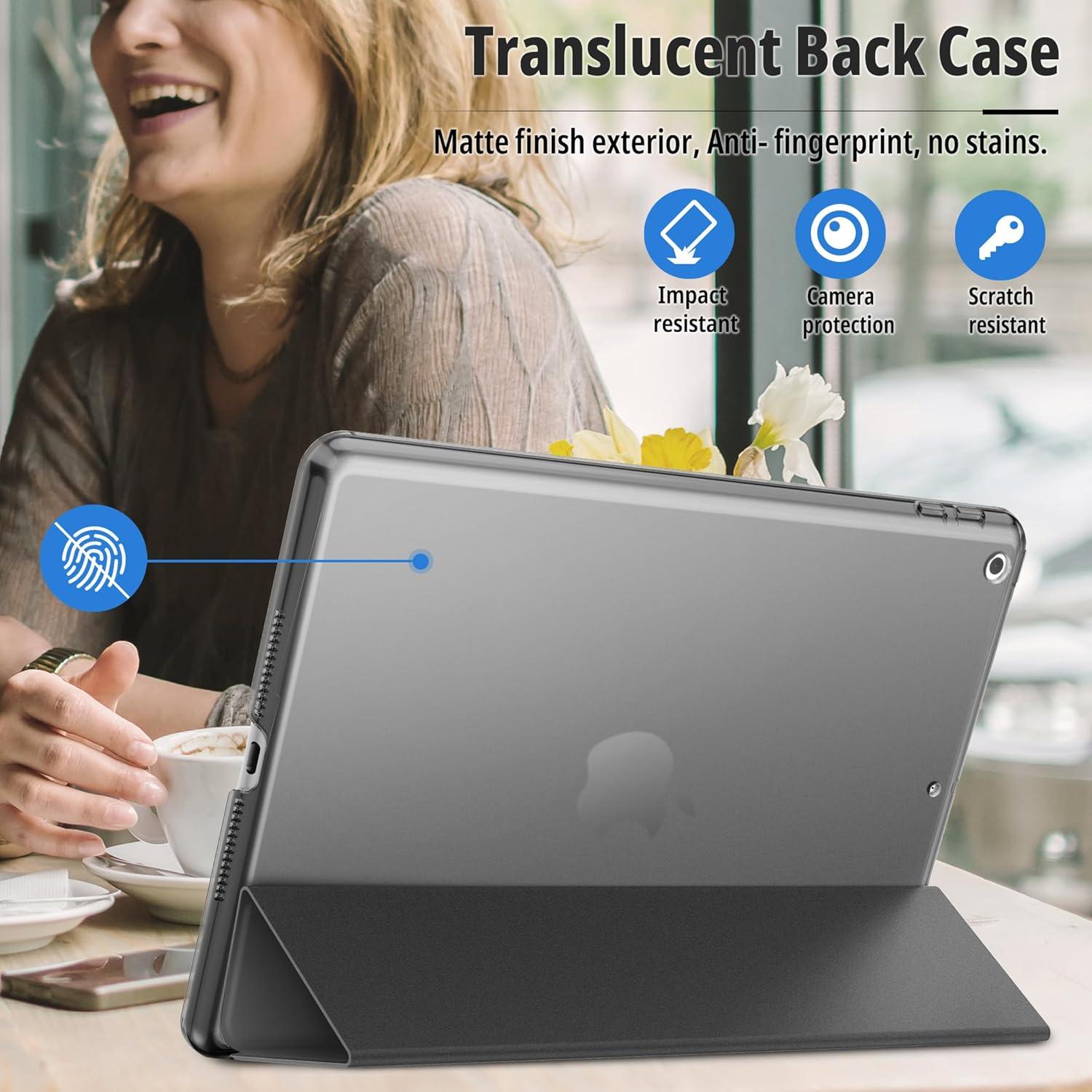 EasyAcc iPad 10.2 Zoll Hülle 9./8./7 Gen. 2021/2020/2019 Ultradünn Dunkelgrau