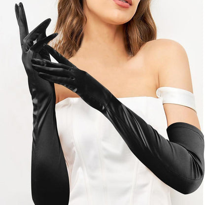 Elegante lange Satin-Handschuhe für Damen