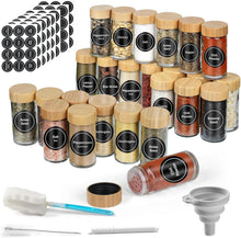 24x 100ml Gewürzgläser mit Streueinsatz, Holzdeckel & Etiketten