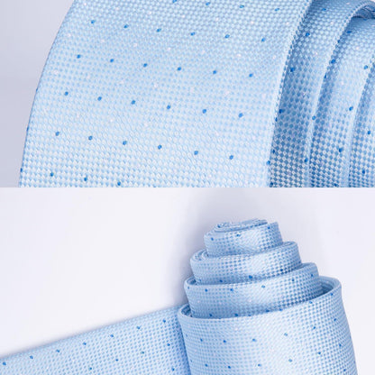 Krawatten-Set Herren Karo mit Einstecktuch Hellblau Formell Business