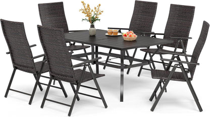 Terrassenmöbel-Set 7-teilig mit Rattanstühlen & Esstisch