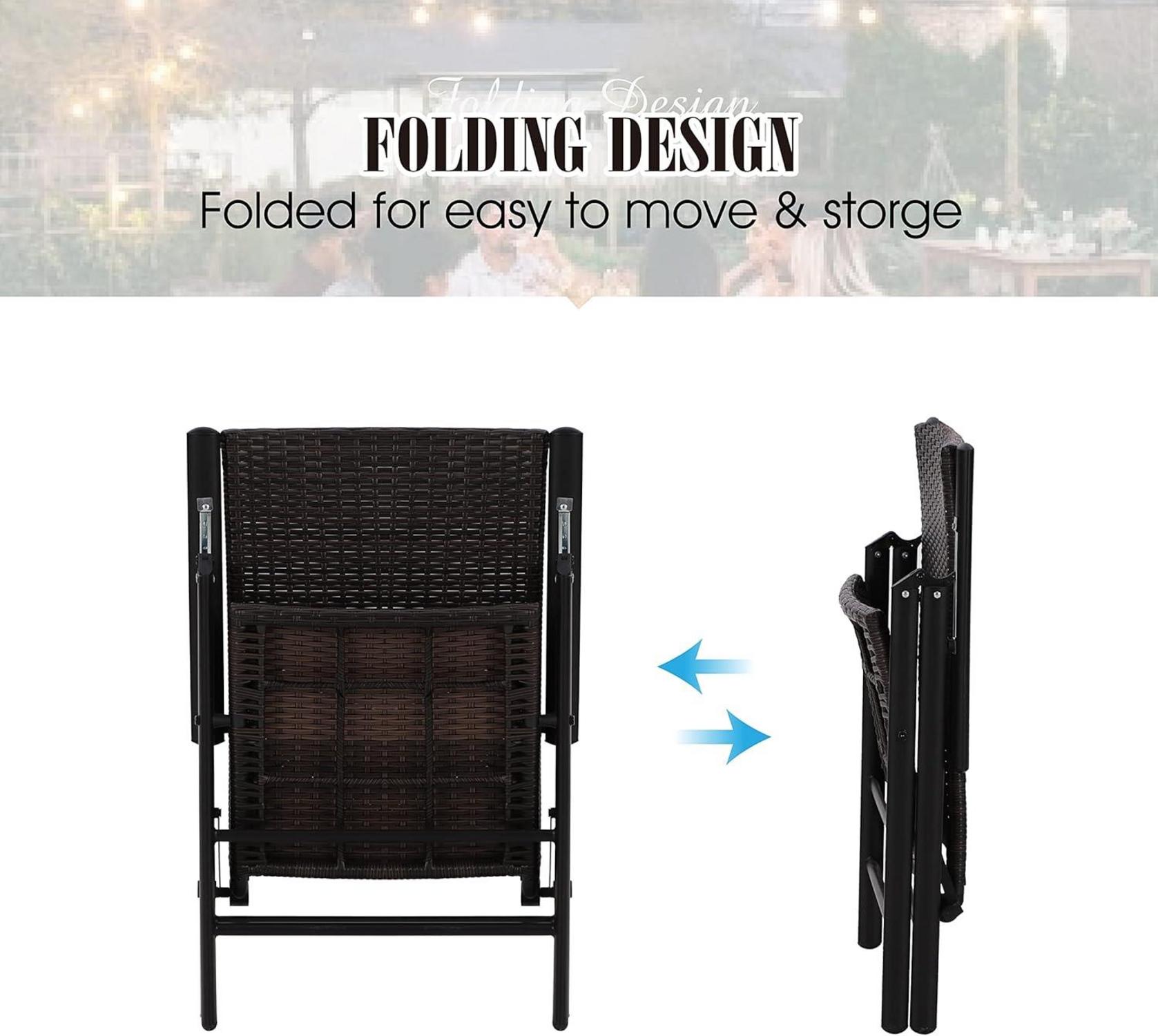 PHIVILLA 7-teiliges Terrassenmöbel Set Metall Esstisch Rattan Klappstuhl