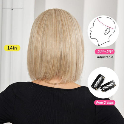 Blonde Bob Perücke mit Pony Synthetisches Haar für Party Cosplay tragen